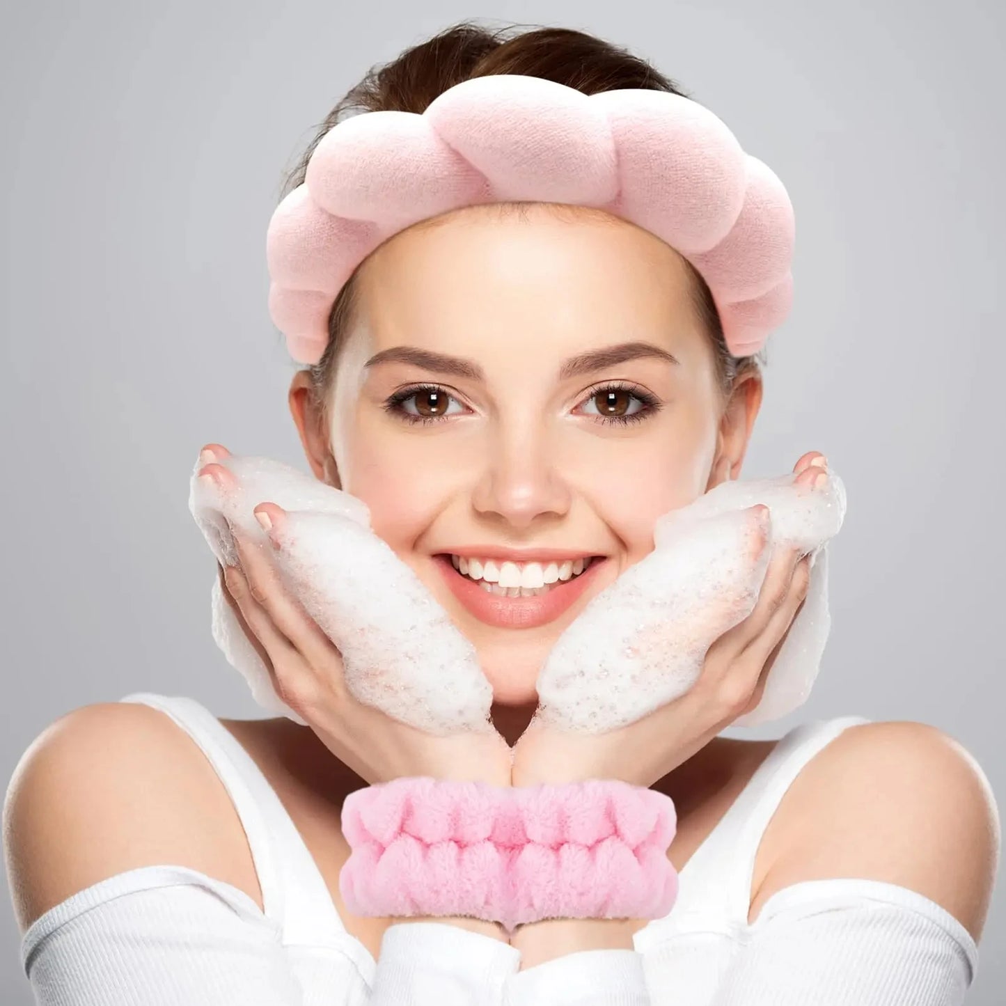 Set Fascia Spa e Polsini per la Cura del Viso - Accessori Morbidi in Spugna per Trucco e Skincare