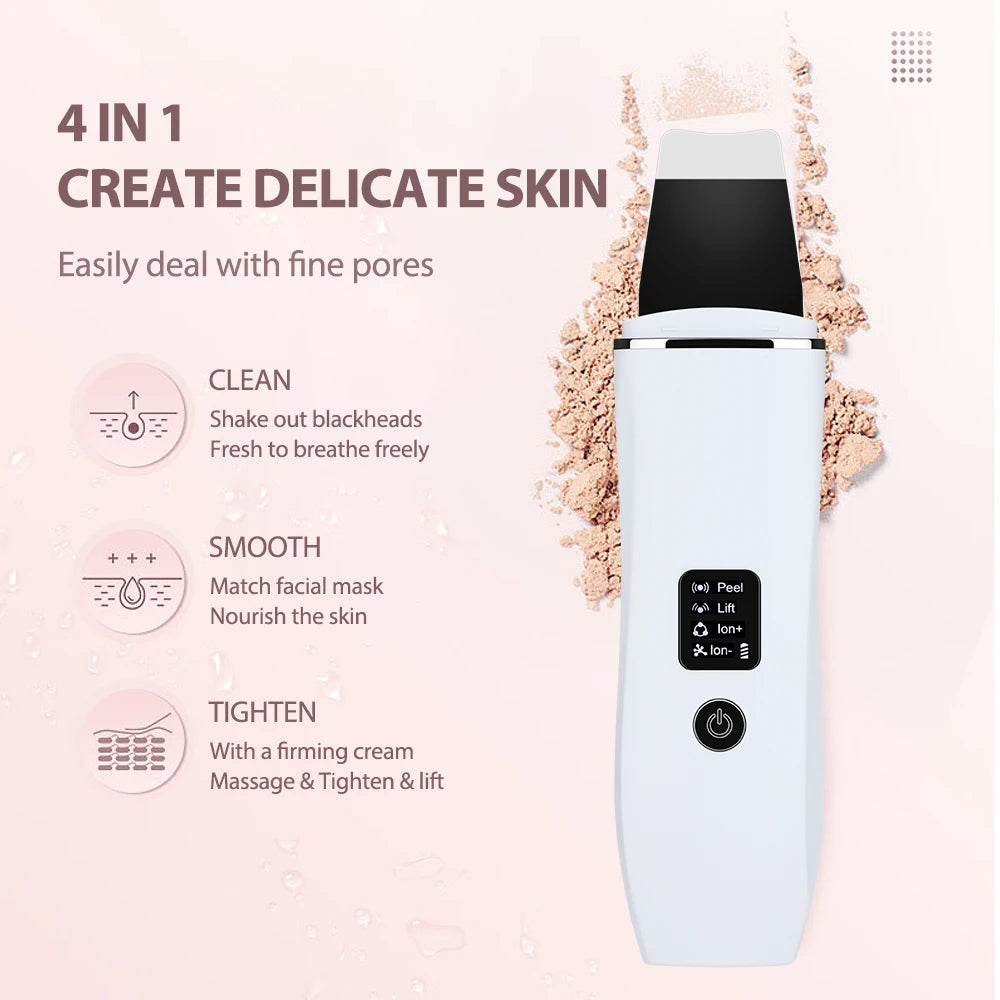 Ultrasonic Scrubber Macchina per Peeling Ultrasonico EMS con Ioni Positivi e Negativi - Rimozione Punti Neri, Lifting e Rassodamento del Viso